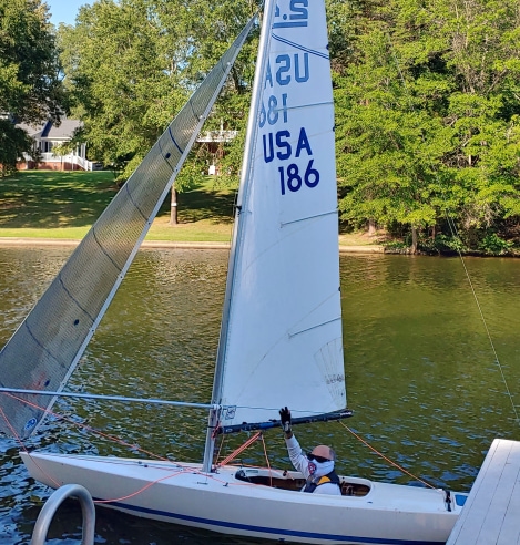 John Seepe in his sailboat
